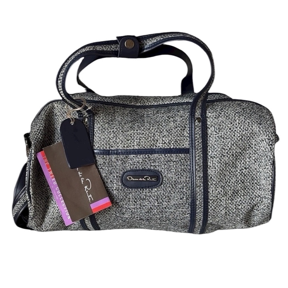 Oscar De La Renta Tweed Luggage Bag Travel Duffle